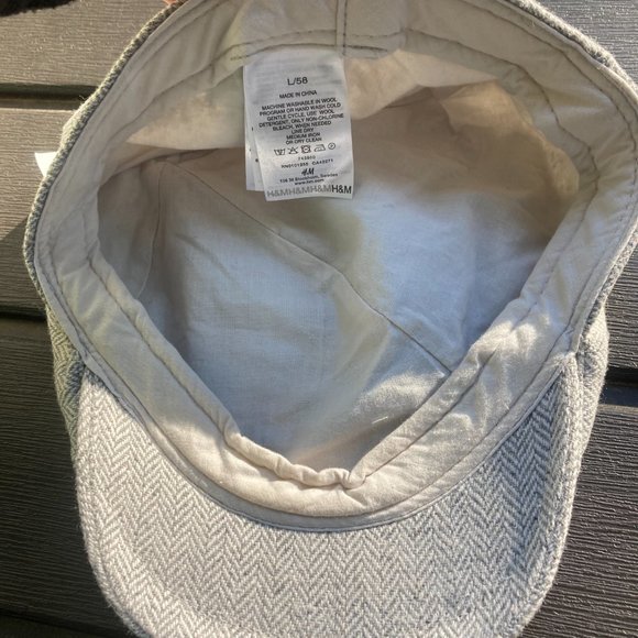 H&M Large size 58 - Grey and White Tweed Newsboy Cap / Hat - Picture 4 of 4